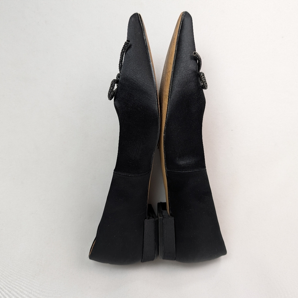 J. Crew Black Satin Pointed Toe Bow Flats - Picture 6 of 13